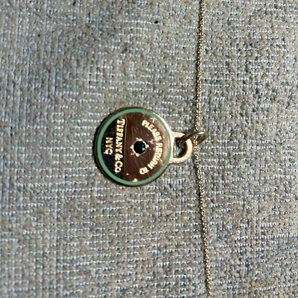 Tiffany & Co Round Blue Heart Large 1.25” Charm + .20ct VVS1 Diamond Charm - Picture 1 of 3